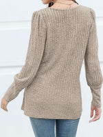 Decorative Button Square Neck Top