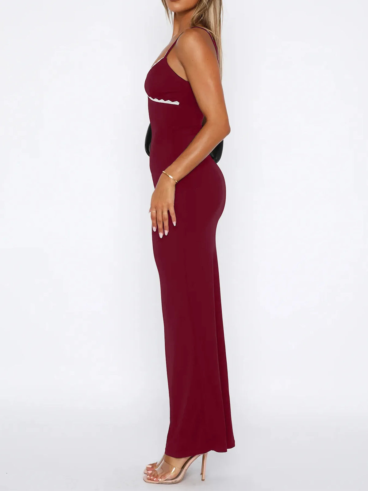 Lace Detail Slim Fit Bodycon Maxi Dress - Ladyez