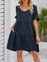 Ruffled Sleeve Tiered Mini Dress