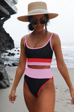 Color Block Spaghetti Strap Two-Piece Swim Set - Ladyez