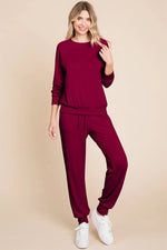 Super Lady Round Neck Raglan Sleeve Top and Pants Lounge Set - Ladyez