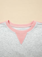Color Block Long Sleeve Sweatshirt and Shorts Set