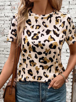 Leopard Print Short Sleeve T-Shirt - Ladyez