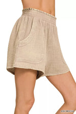 Zenana Washed Double Gauze Shorts