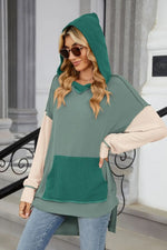 Contrast Hooded Long Sleeve Top