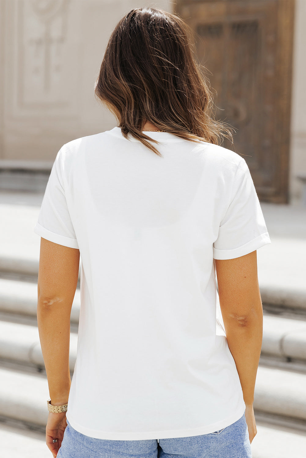 Sequin Football Round Neck Short Sleeve T-Shirt - Ladyez
