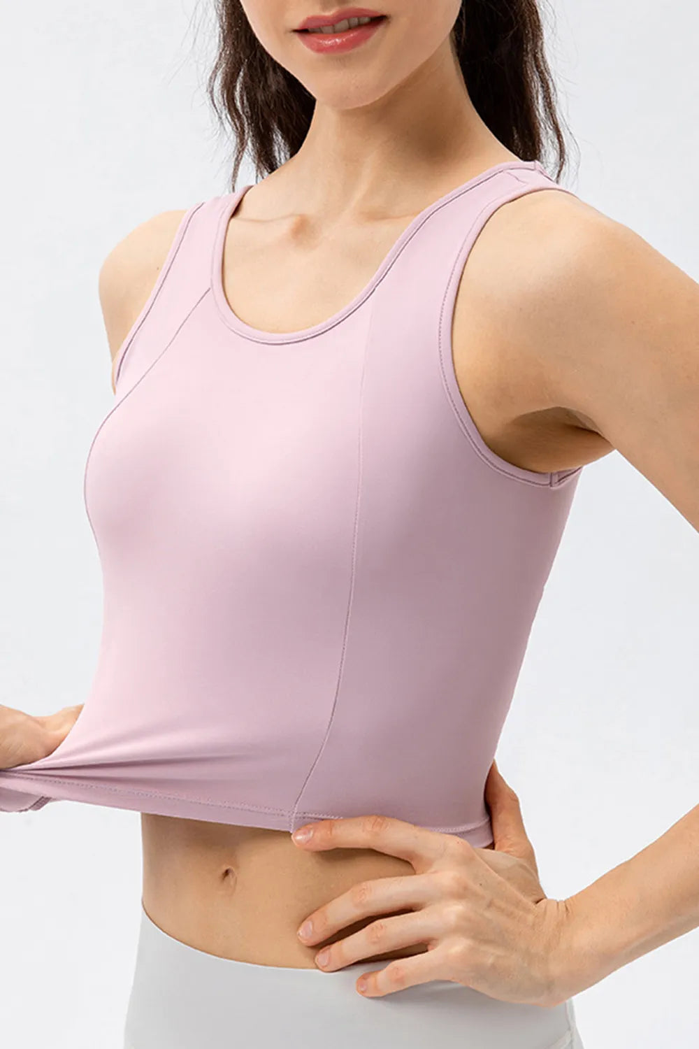 Round Neck Wide Strap Active Tank - Ladyez