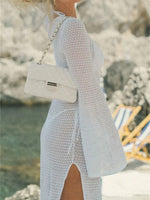 Slit Plunge Flare Sleeve Cover-Up Dress - Ladyez