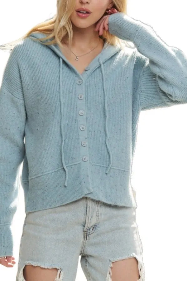 ADORA Hoodie Relaxed FitRibbed Cuffs Sweater Cardigan