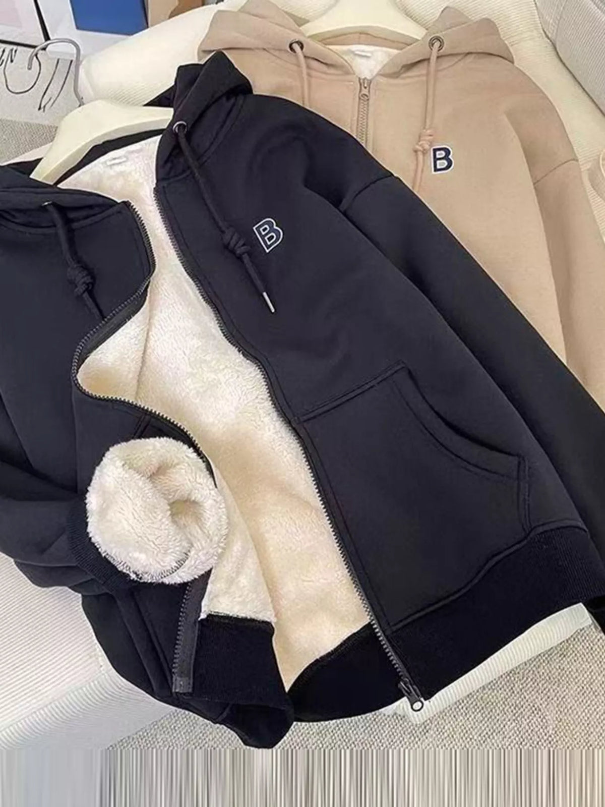 Fleece-Lined Zip-Up Hoodie