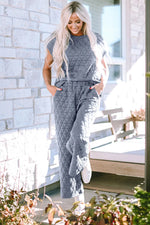 Short Sleeve Top and Pocketed Pants Lounge Set - Ladyez