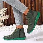 Lace-Up Faux Leather Ankle Boots