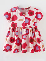 Children's Floral Print Short Sleeve Dress