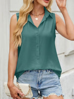 Button Down Collared Neck Tank
