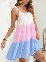 Color Block Spaghetti Strap Cover-Up Dress - Ladyez