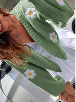 Floral Open Front Knit Cardigan