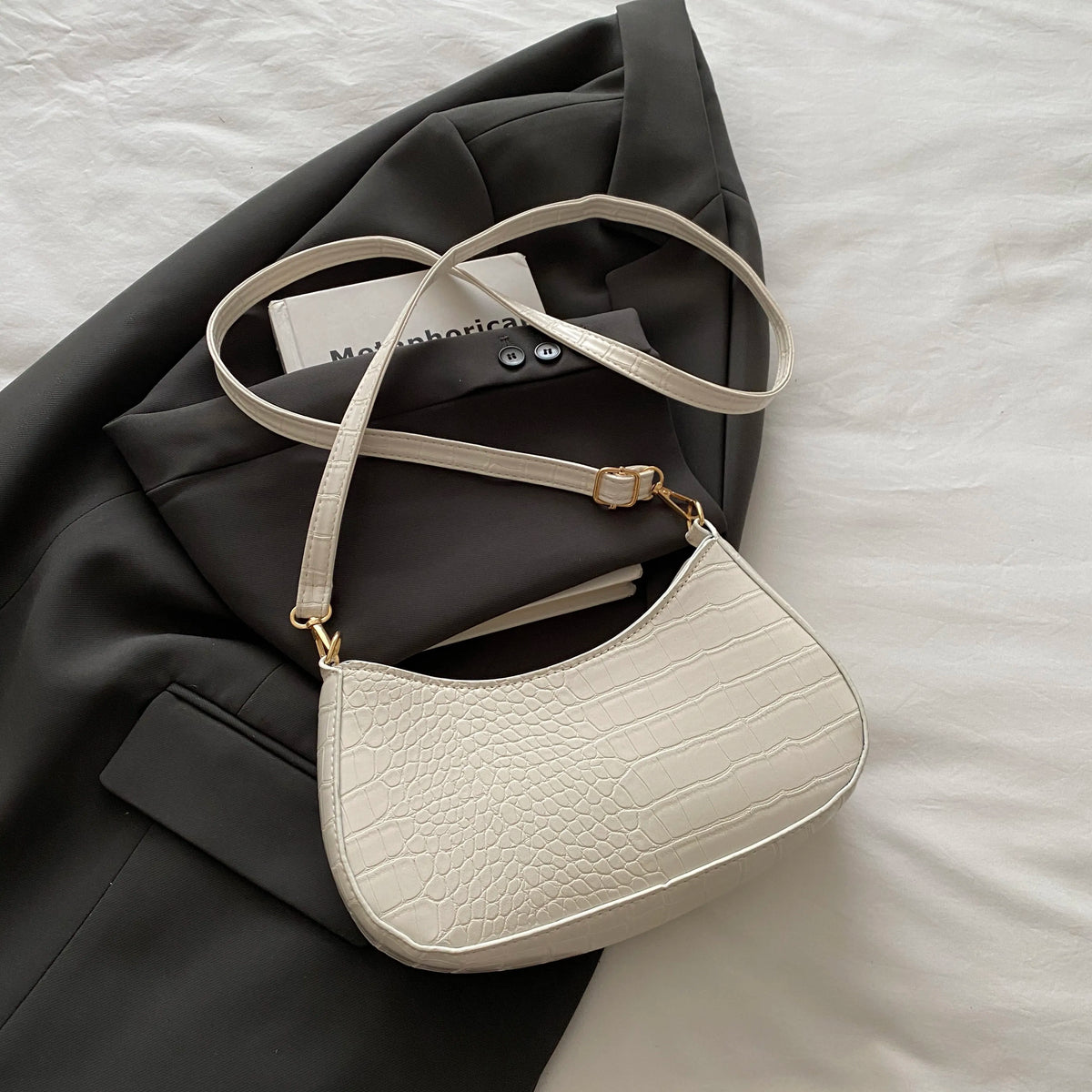 Chain-Embellished Shoulder Bag - Ladyez