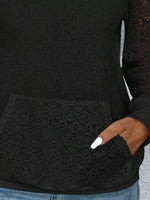 Lace Sleeve Kangaroo Pocket Hoodie