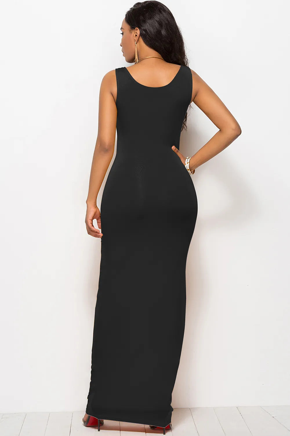 Scoop Neck Wide Strap Maxi Dress - Ladyez