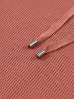 Drawstring V-Neck Waffle Knit Casual Hoodie