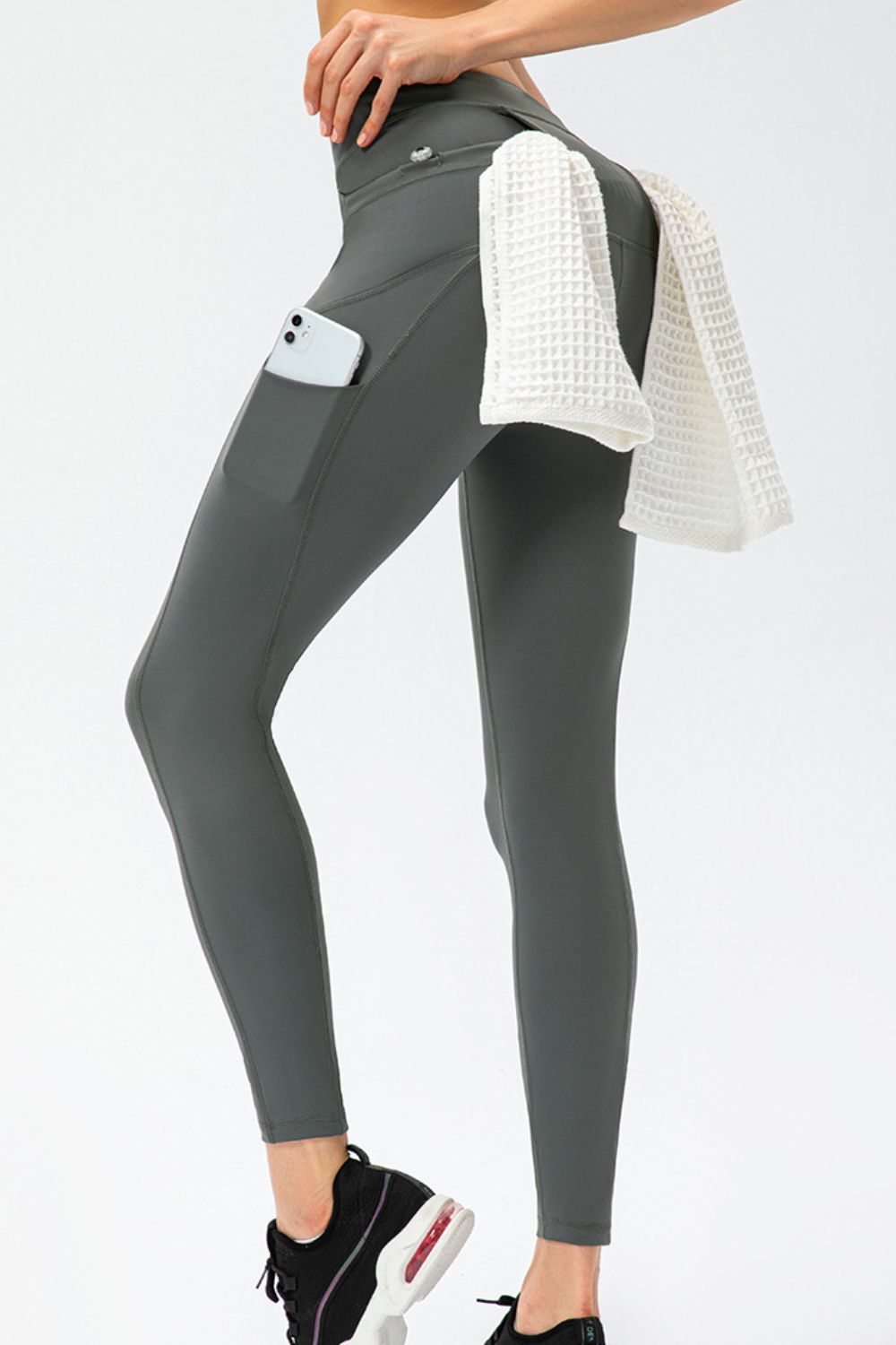Full Size Slim Fit High Waist Long Sports Pants with Pockets - Ladyez