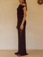 One-Shoulder Fringe Maxi Dress