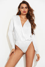 Surplice Long Sleeve Bodysuit - Ladyez