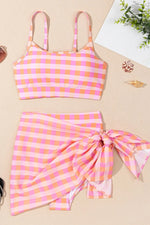 Plaid Print High Waist Bikini Set - Ladyez