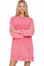 Zenana French Terry Acid Washed Dress with Pockets