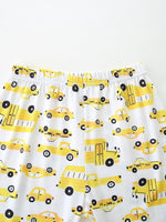 Children's Cartoon Car Print Short Sleeve Pajama Set
