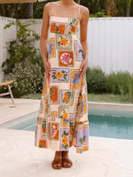Printed Strapless Maxi Cami Dress - Ladyez