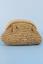 Fame Woven Raffia Frame Shoulder Bag