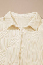 Textured Collared Neck Long Sleeve Shirt