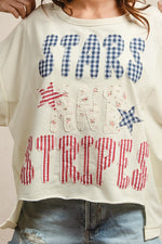 BiBi Mix And Match Stars And Stripes Patchwork Short Sleeve T-Shirt