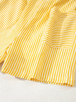 Stripe Shoulder Tie Smocked Back Casual Romper