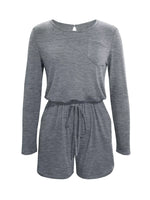 Long Sleeve Drawstring Romper