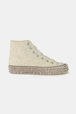 Beast Fashion Glitter Lace-Up Studded Platform Sneakers - Ladyez