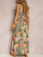 Floral Print Surplice Spaghetti Strap Maxi Dress - Ladyez