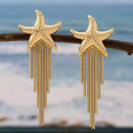 18K Gold-Plated Starfish Fringe Drop Earrings