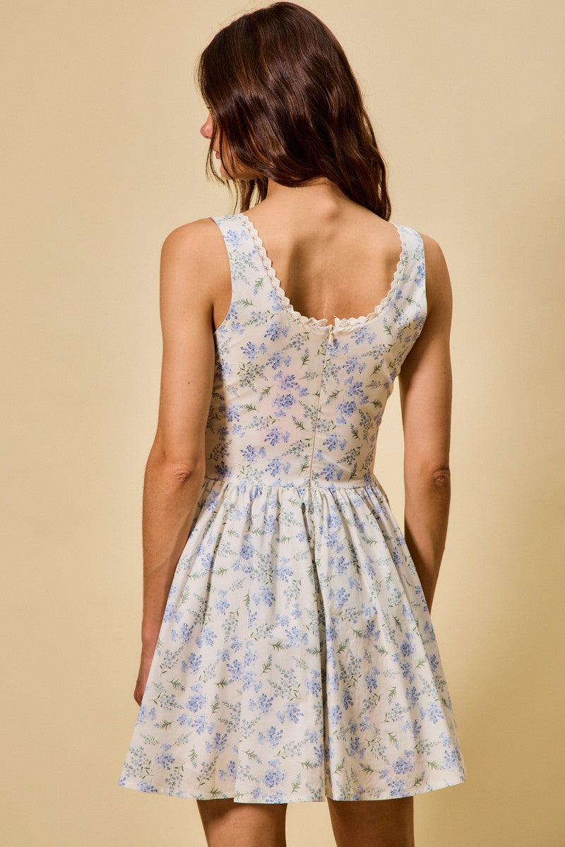 SO ME Froal Print Fit and Flare Dress
