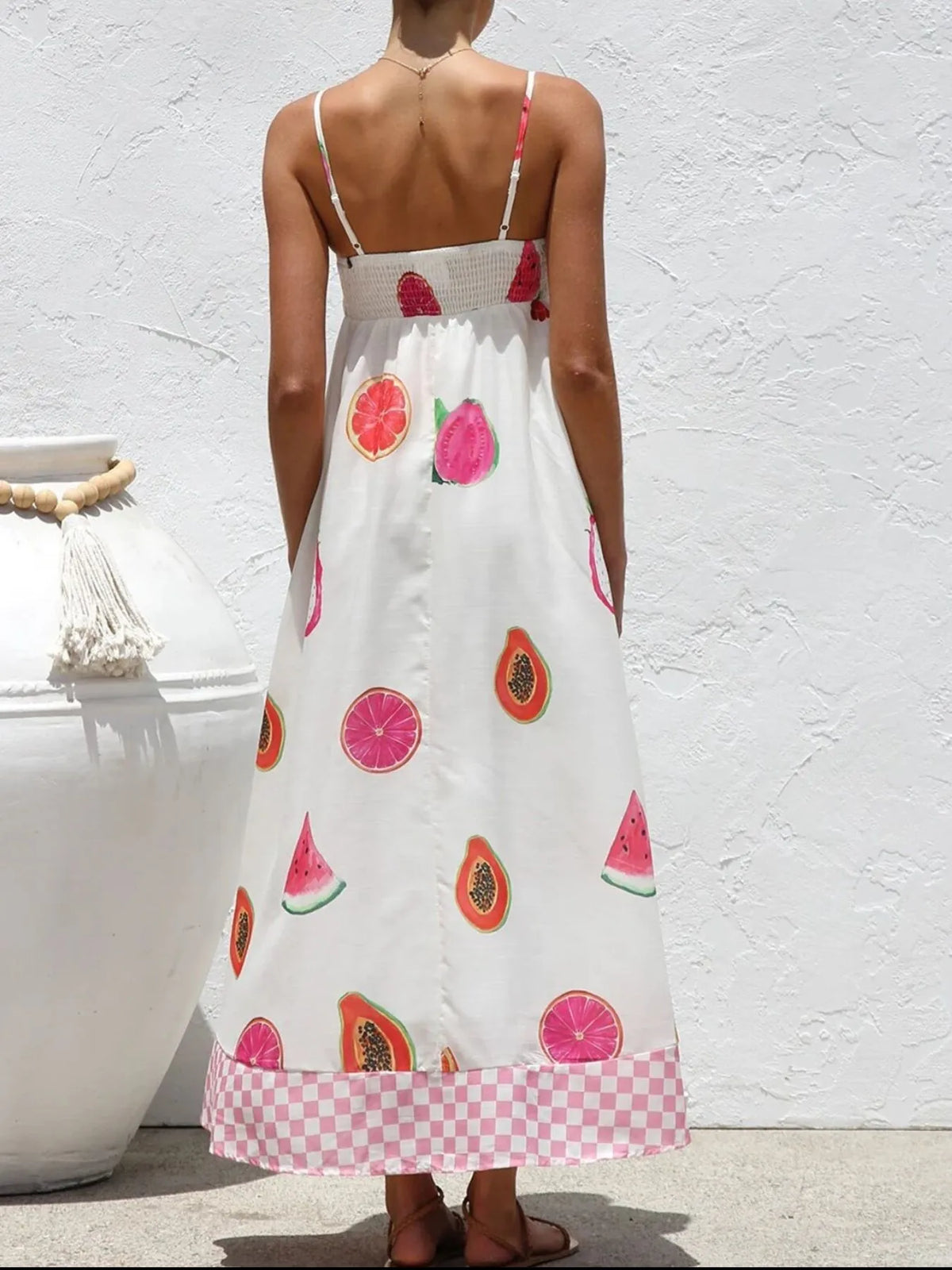 Printed Square Neck Maxi Cami Dress - Ladyez
