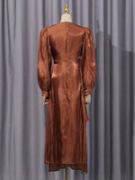 Front Twisted Draped Long Sleeve Maxi Dress