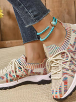 Mesh Knit Lace Up Athletic - Ladyez