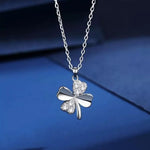925 Sterling Silver Zircon Clover Pendant Necklace