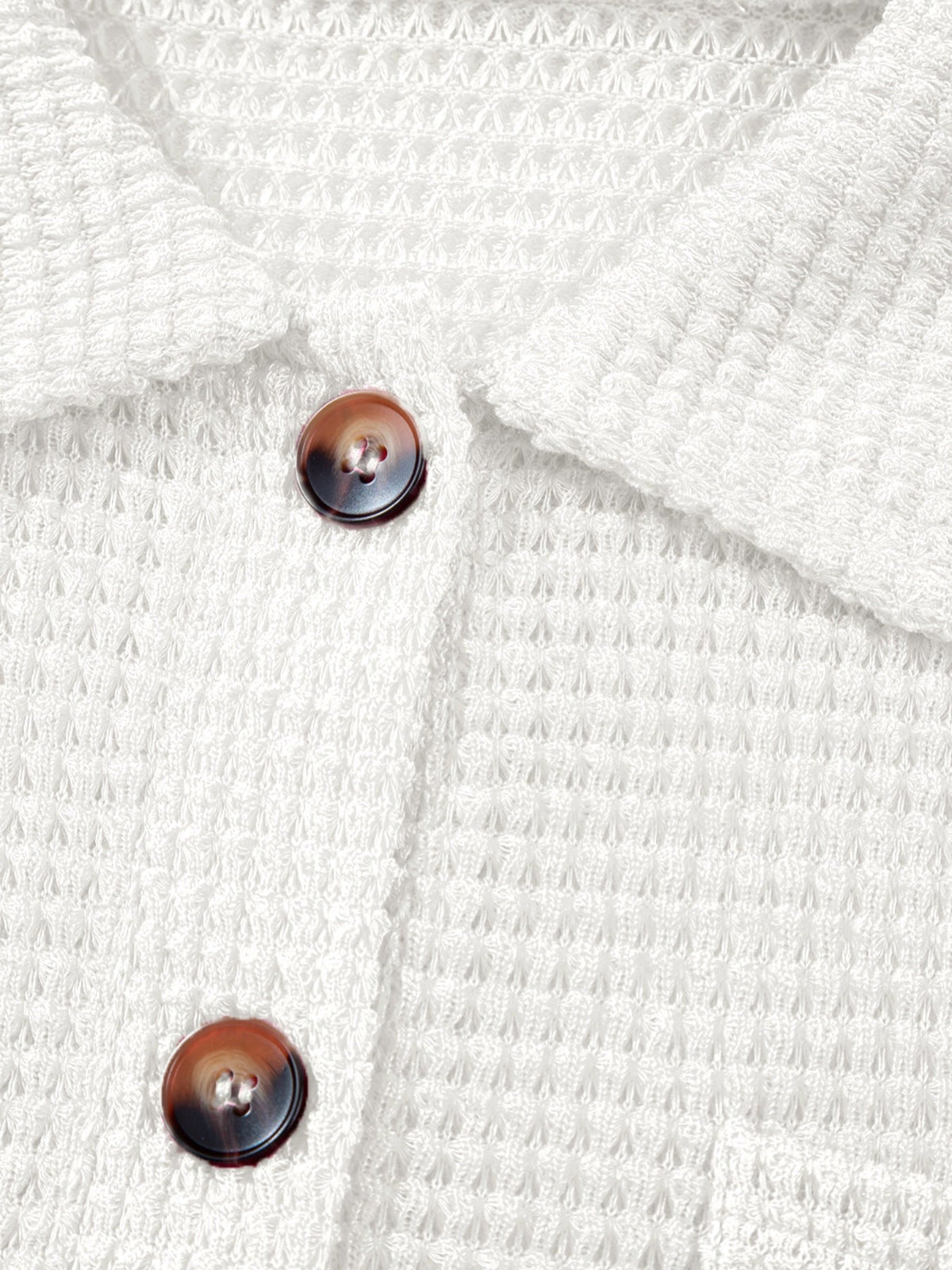 Waffle Knit Button Detail Top