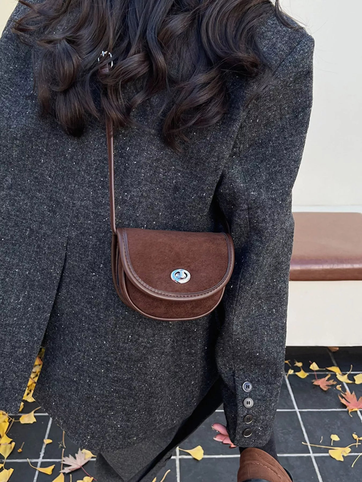 Suede Flap Crossbody Bag