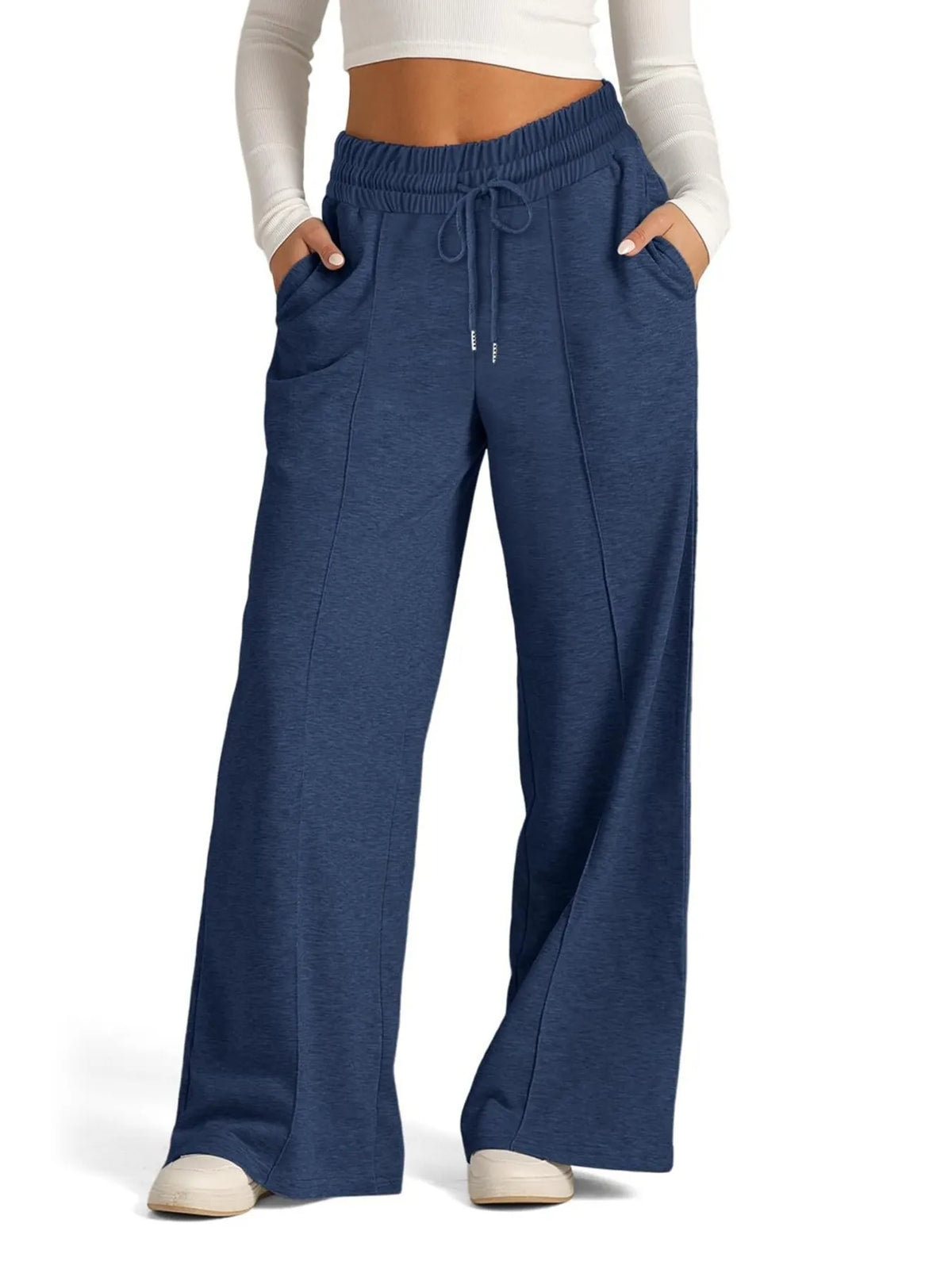 Full Size Drawstring Relaxed Fit Wide Leg Pants Plus Size