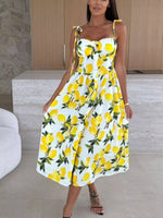 Printed Tie-Strap Midi Dress
