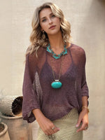 Round Neck Long Sleeve Cover-Up - Ladyez