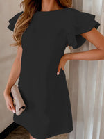 Ruffled Layered Short Sleeve Mini Dress - Ladyez